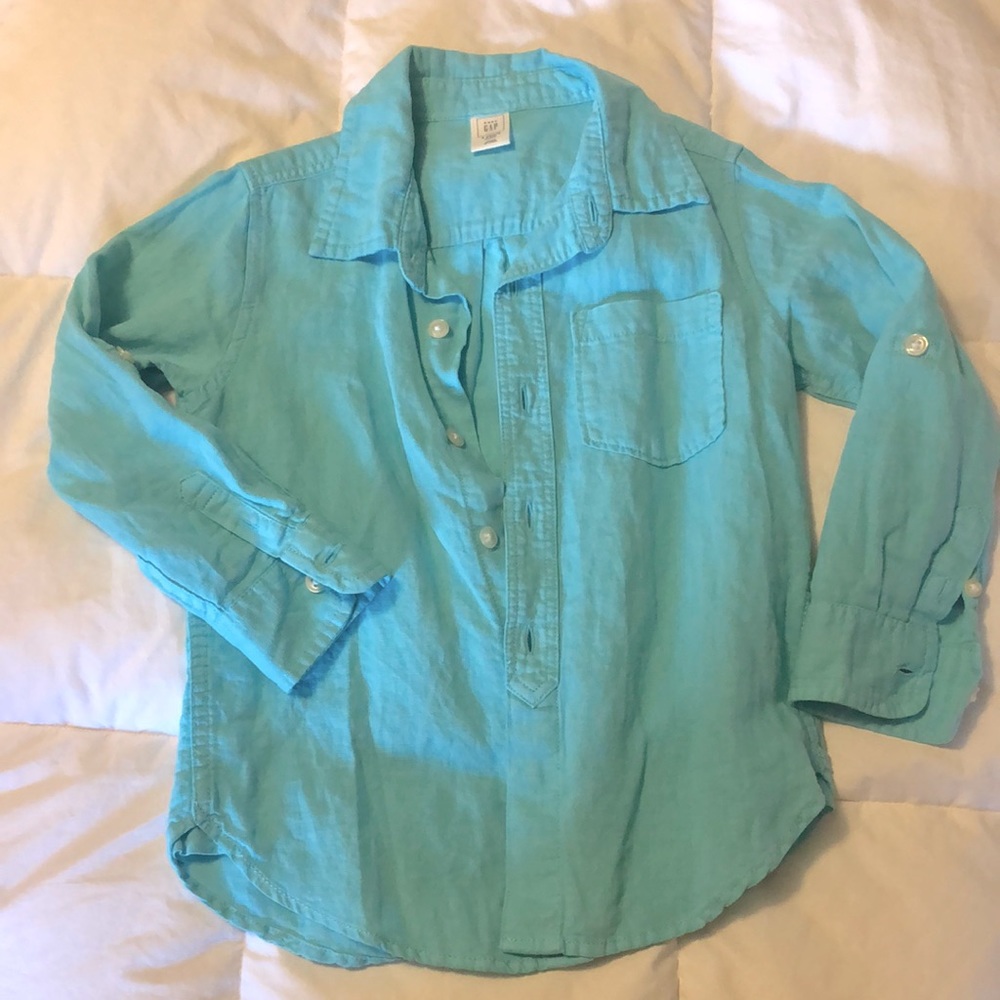 GAP kids linen blend button down shirt